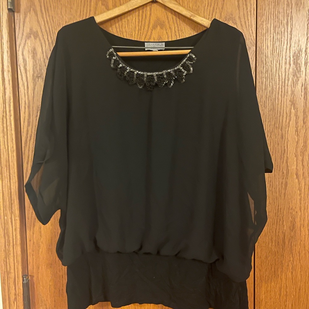 Joseph Elegant Black Blouse with Embellished Neckline
